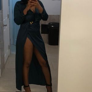 High split satin dress